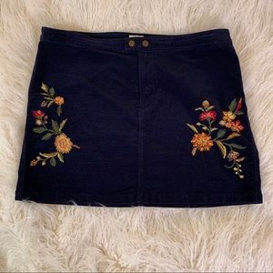 Mossimo sapphire corduroy floral embroidered skirt